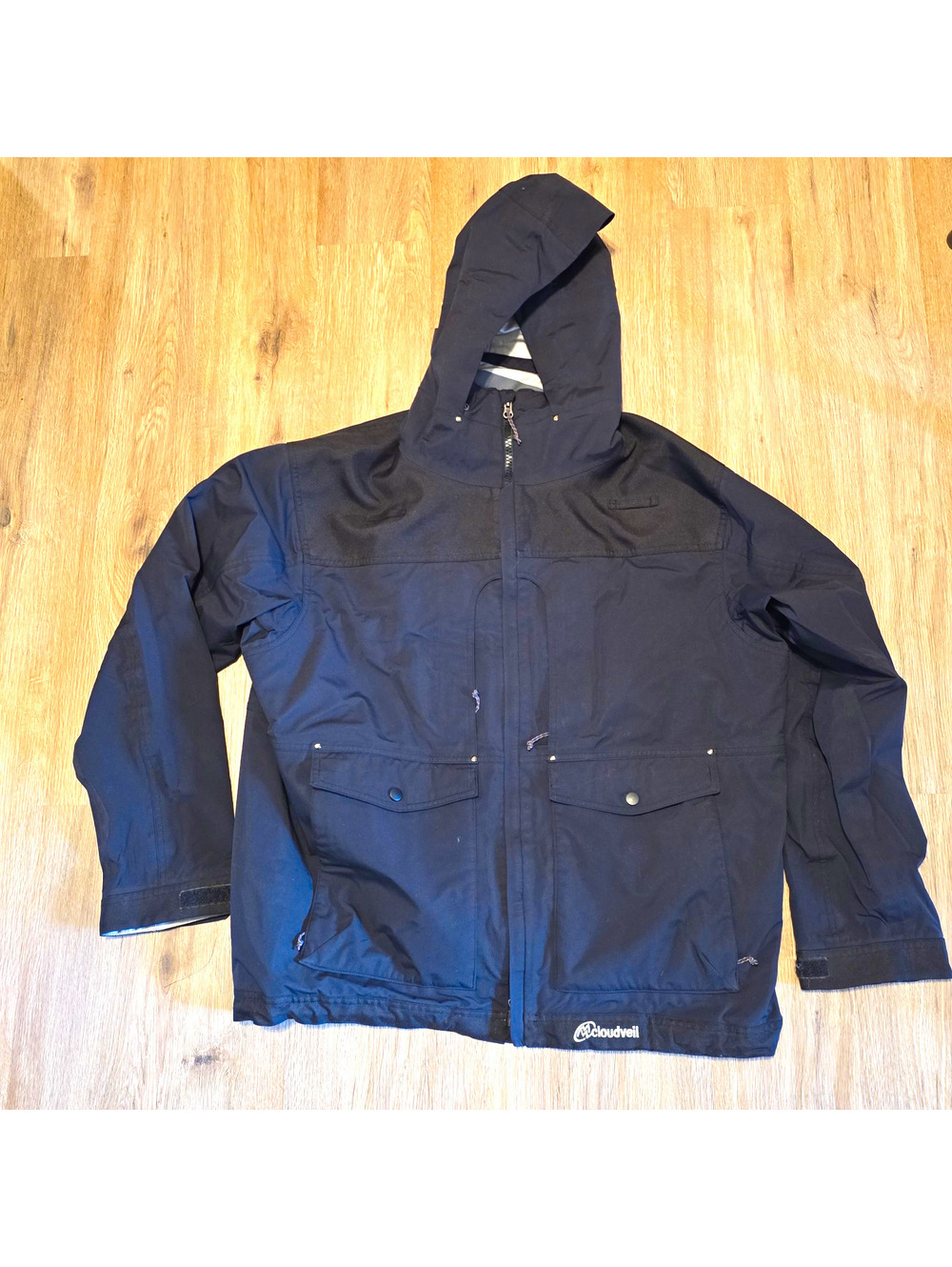 Cloudveil Jackson Hole Ski Jacket Mens XL Black Hooded Snowboard Powder Skirt